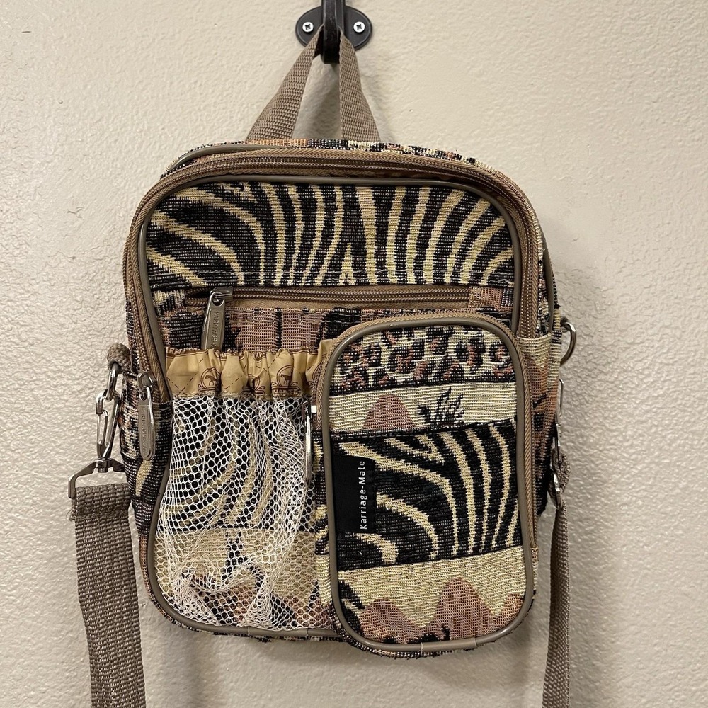 VTG Karriage Mate Safari Tapestry Crossbody Bag Animal Print Utility Travel EUC